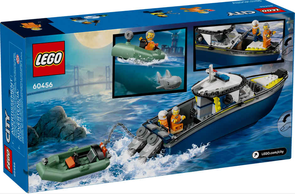 LEGO City Police Boat Chase Toy with a Floatable Speedboat and Dinghy 60456 Building Blocks Toys