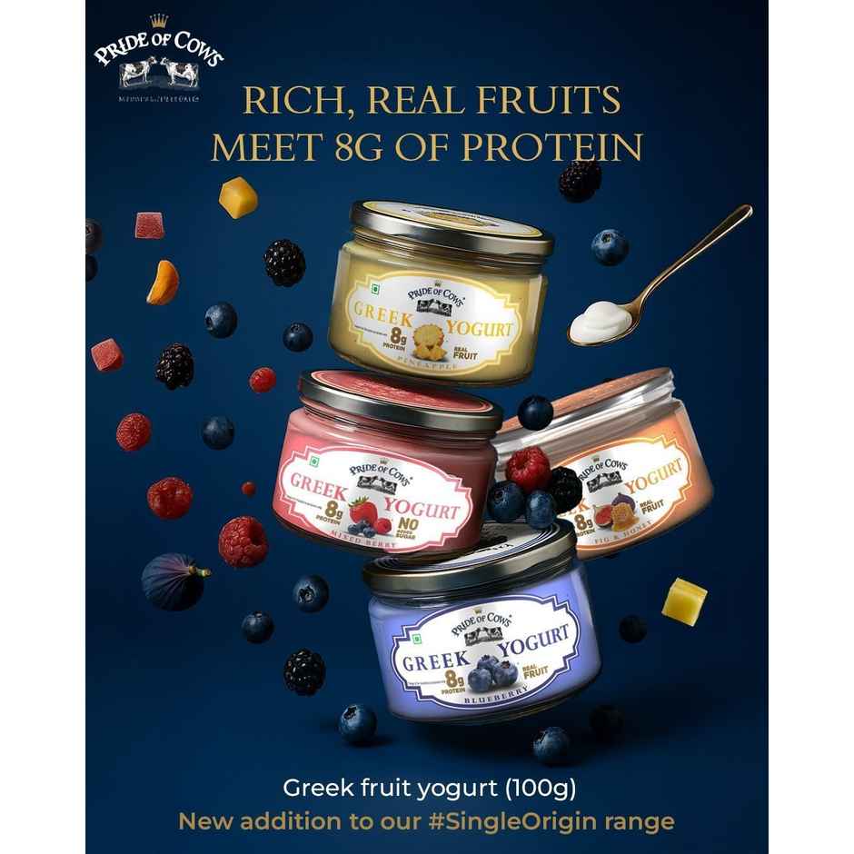 Pride of Cows Greek Yogurt | Blueberry |  Real Fruit Combo 