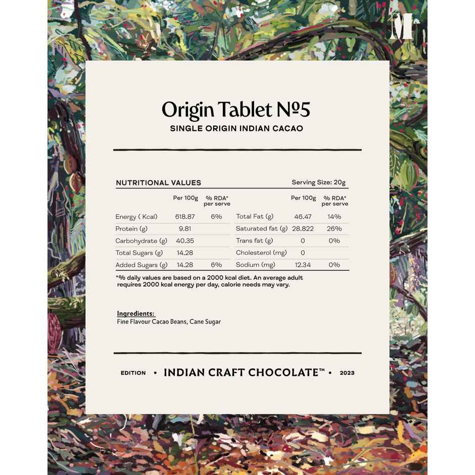 Manam Chocolate Indian Origin Tablet No. 5 | 80% Dark