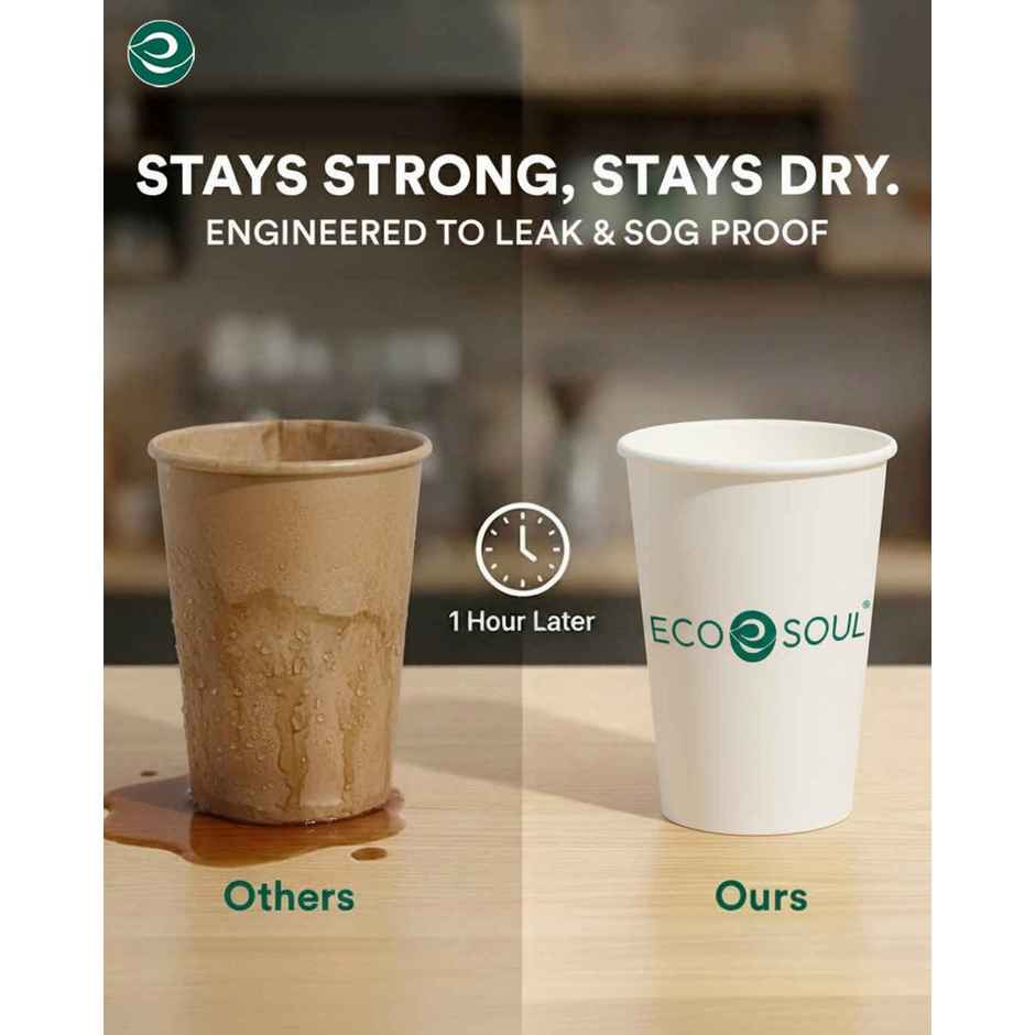 ECO SOUL | Disposable Paper Cups/Glasses | 120 ml | Standard | 50 Count