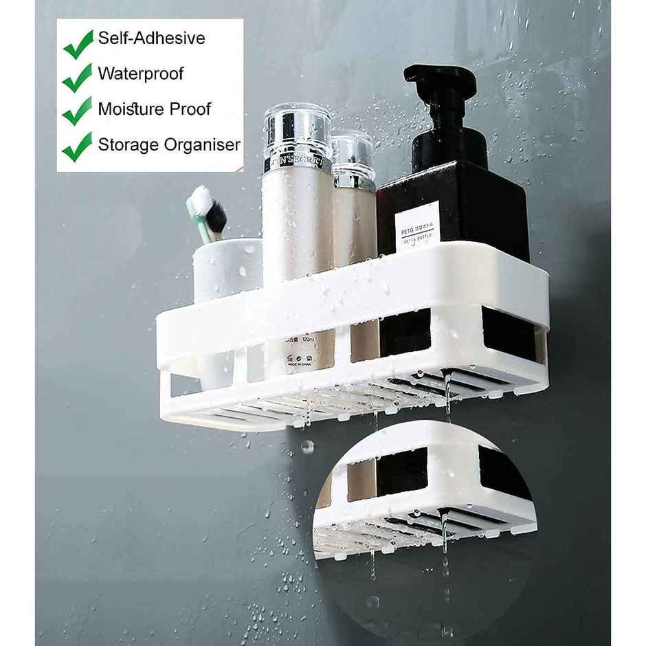 Perpetual Bathroom Shelf & Soap Dish Holder | Adhesive Rack | 2 Shelves + 2 Holders