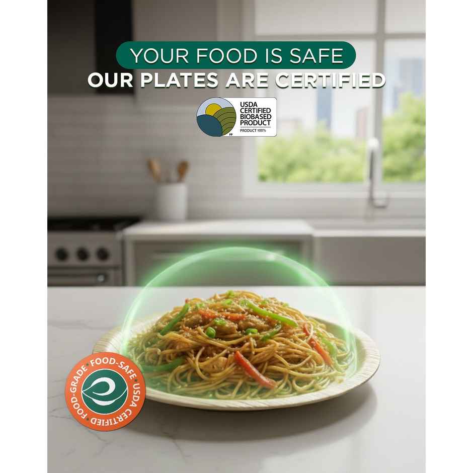 ECO SOUL | Palm Leaf Disposable Plates | 10 Inch | Round | 10 Count
