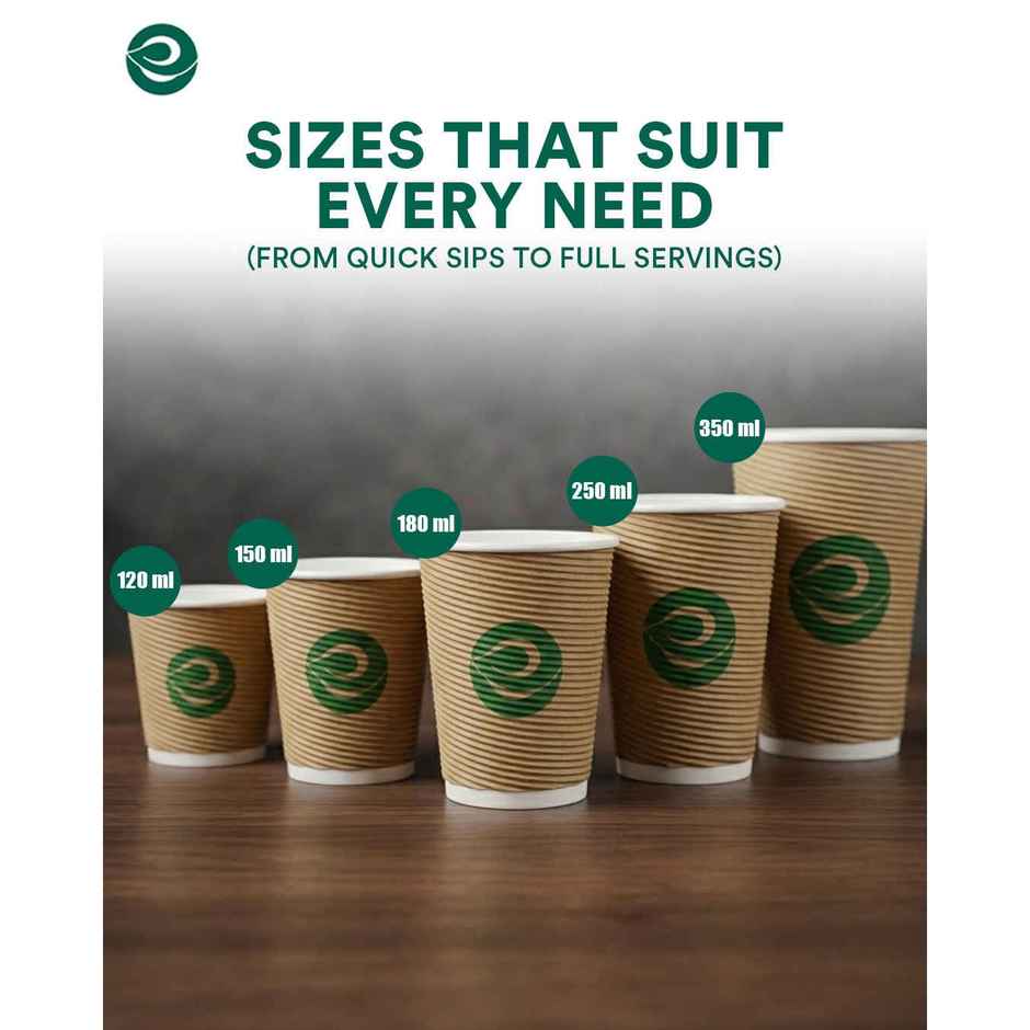 ECO SOUL | Disposable Paper Cups/Glasses | 180 ml | Ripple | 25 Count