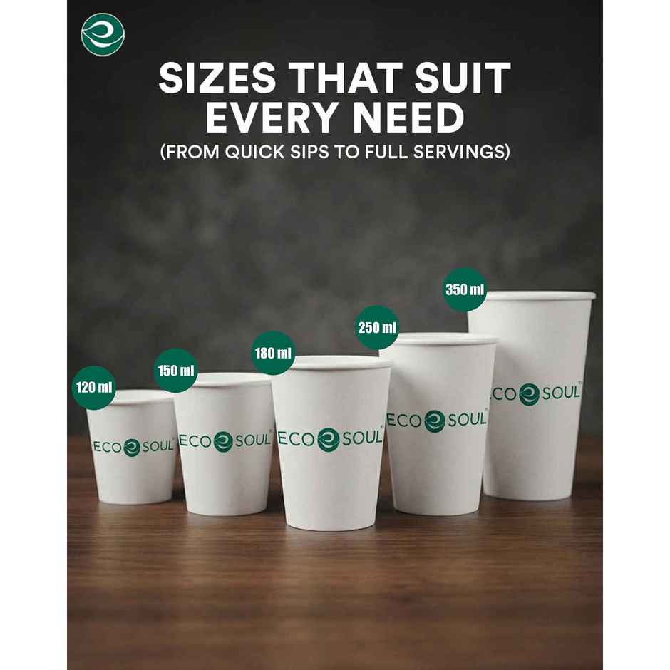 ECO SOUL | Disposable Paper Cups/Glasses | 120 ml | Standard | 50 Count