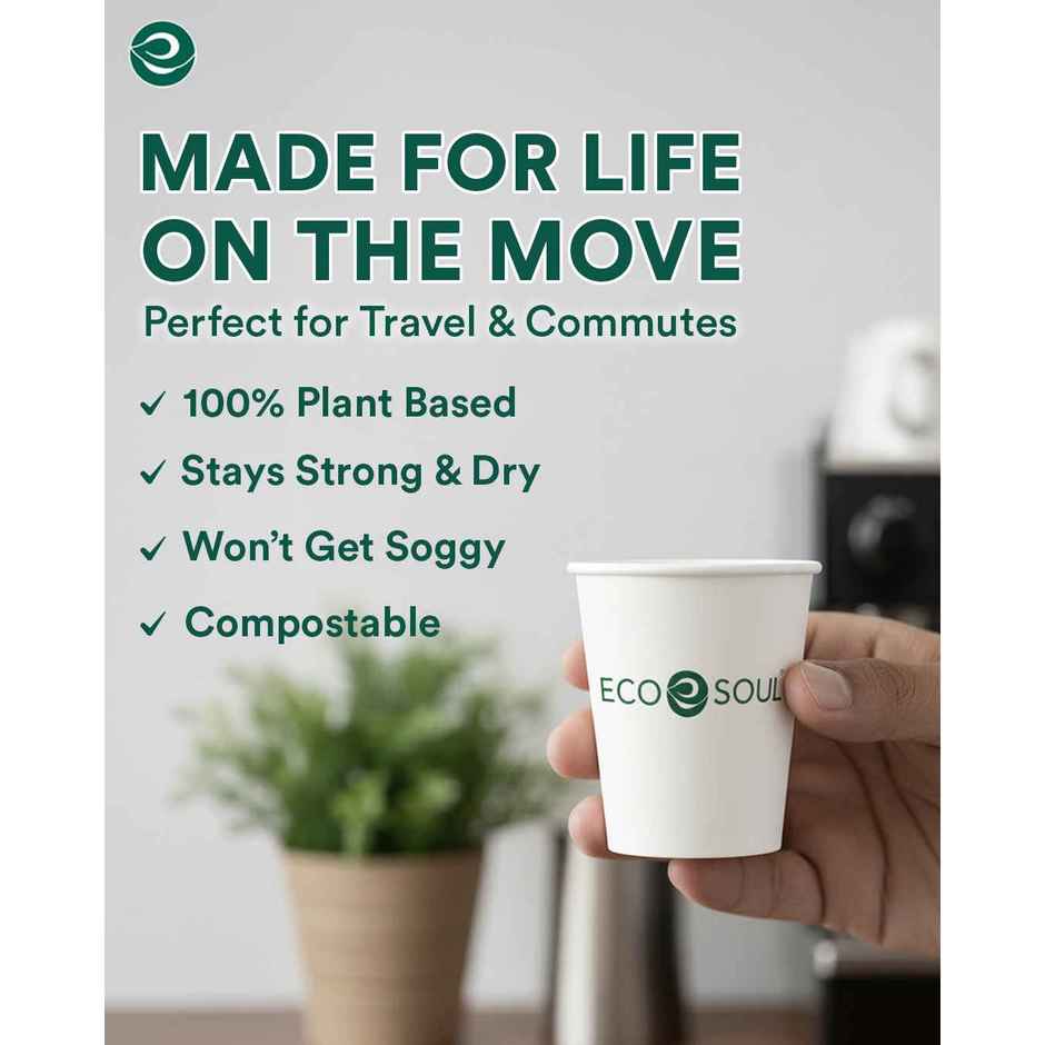 ECO SOUL | Disposable Paper Cups/Glasses | 120 ml | Standard | 50 Count