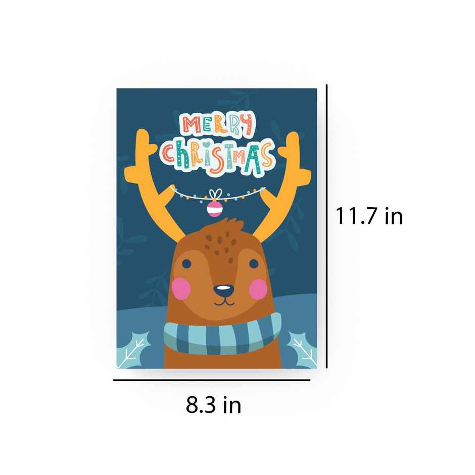 Reindeer Merry Christmas Greeting Card | Cute Artwork | Mad Over Print