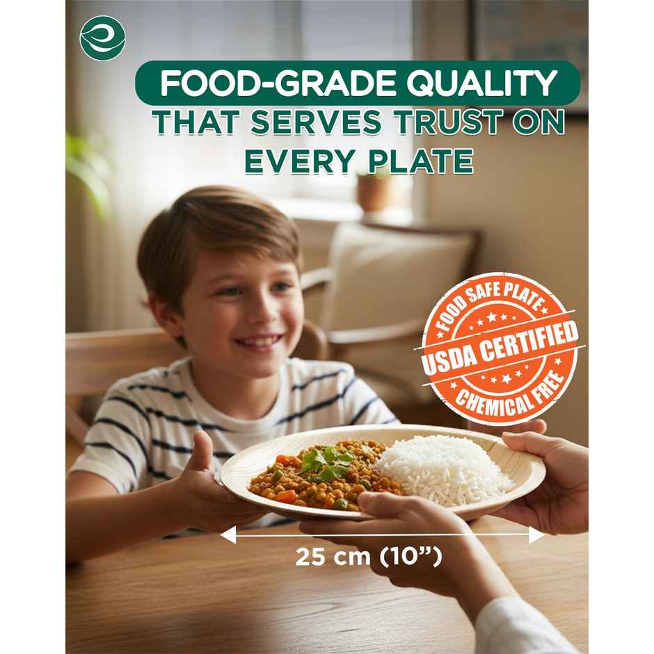 ECO SOUL | Palm Leaf Disposable Plates | 10 Inch | Round | 10 Count