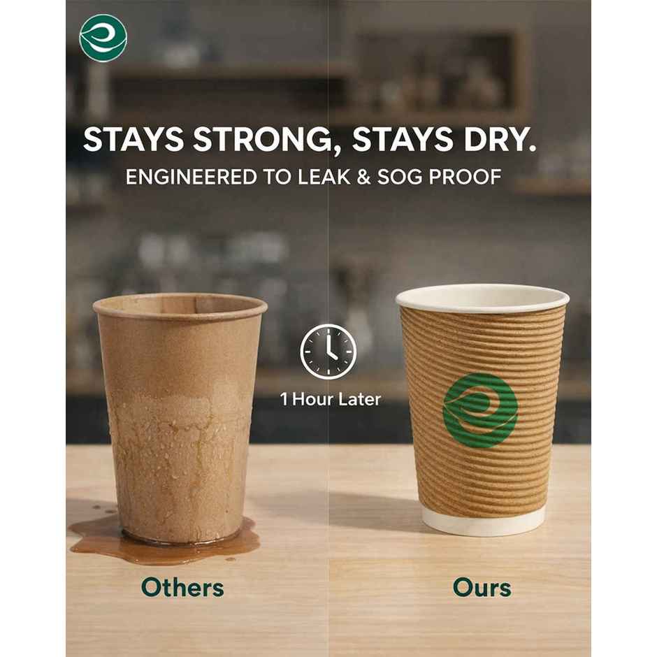 ECO SOUL | Disposable Paper Cups/Glasses | 180 ml | Ripple | 25 Count