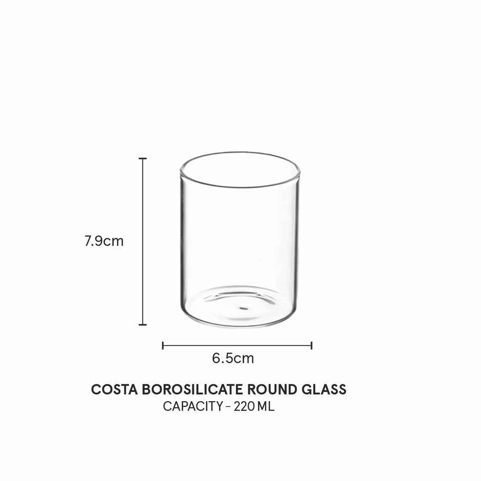 Sanjeev Kapoor Costa Borosilicate Round Glass 220 Ml - Set Of 6 Pcs