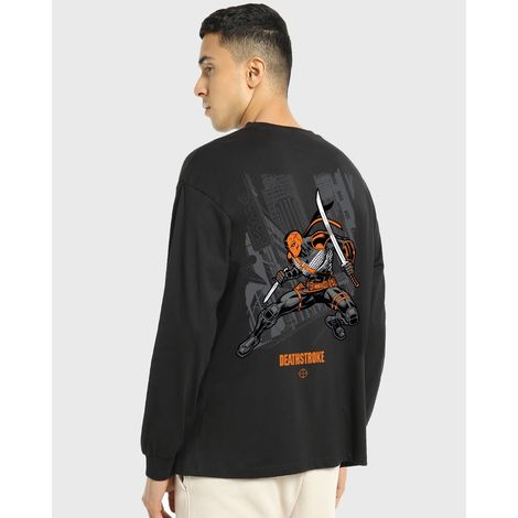Bewakoof Men's Deathstroke Graphic Printed Oversized T-shirt | Black | L