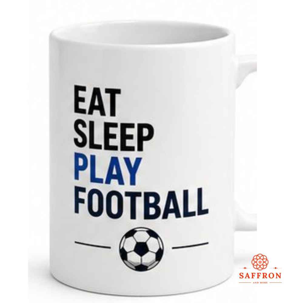 Saffron Ceramic Mug Eat-Sleep-Play Football | FIFA World Cup