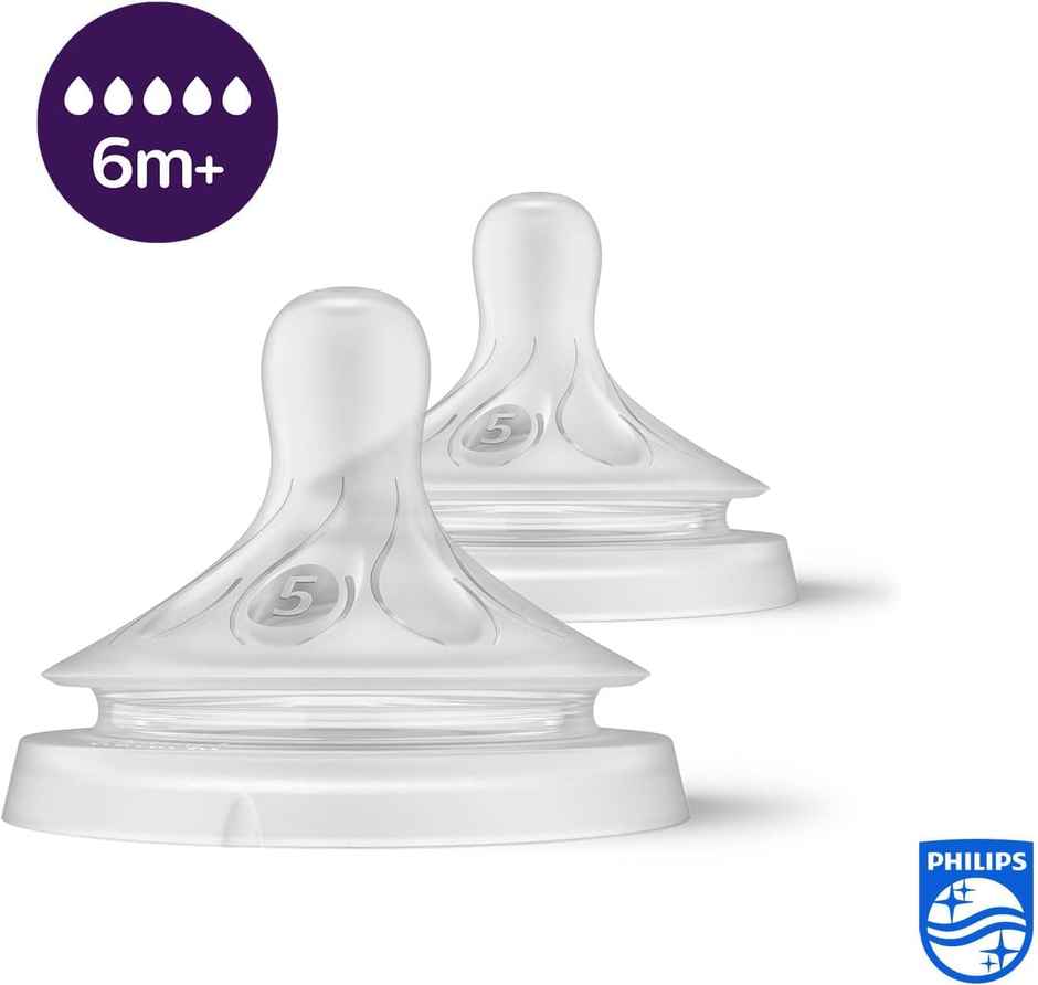 Philips Avent Natural Response Bottle Teat | Flow 5 | 6m+ | Pack of 2 | SCY965/02