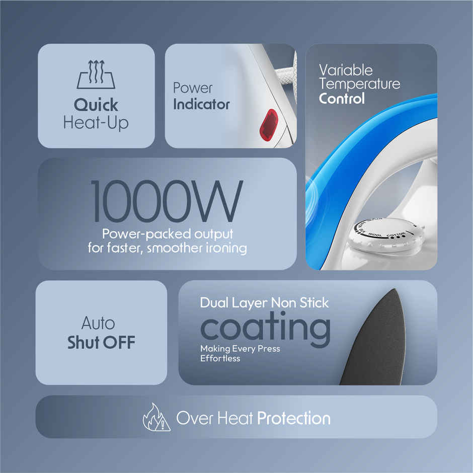 Cellecor CDILW10 Dry Iron | White & Blue