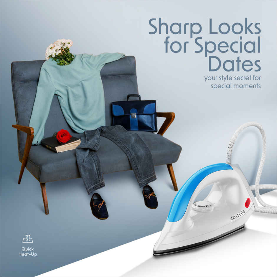 Cellecor CDILW10 Dry Iron | White & Blue
