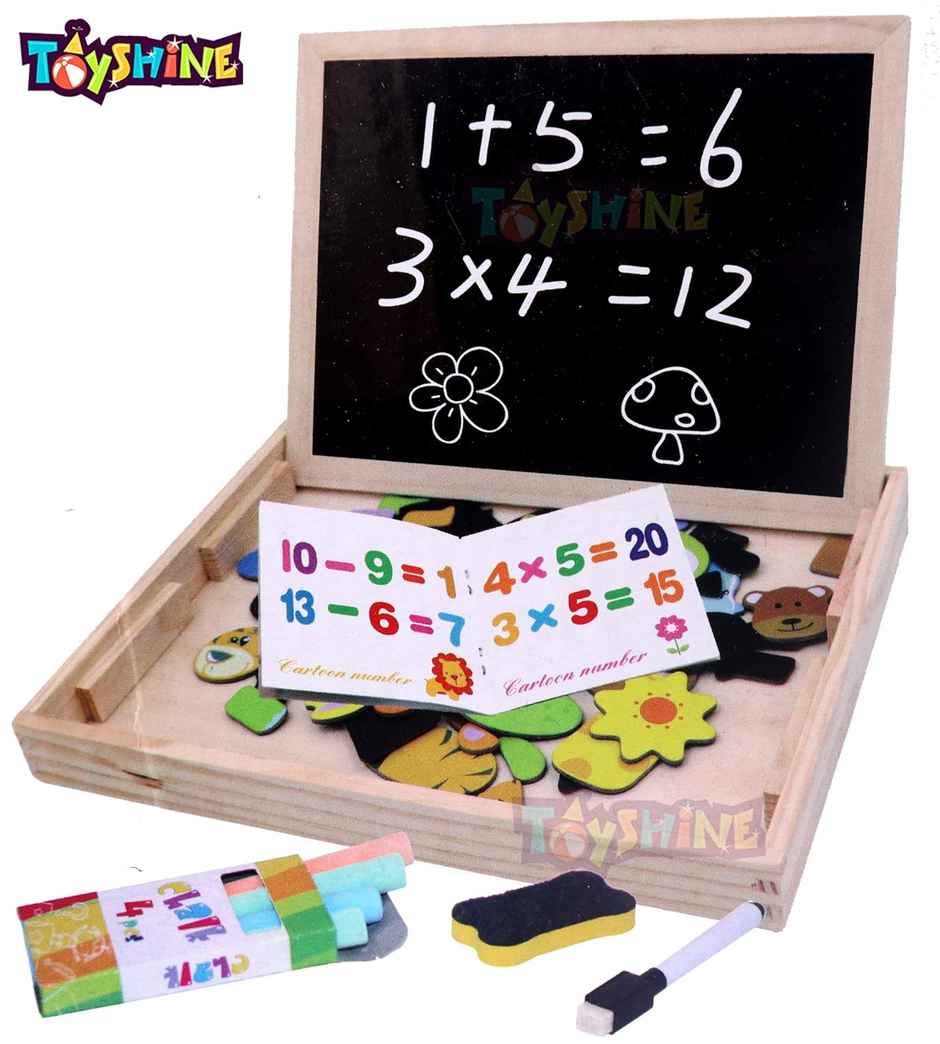 Toyshine Wooden Magnetic Board Easel, Jigsaw Puzzle, Drawing Board, Wooden Toy, Multicolor