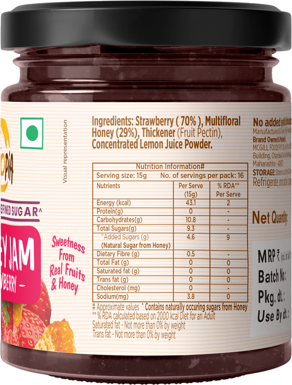 Eatopia Healthy Strawberry Honey Jam (No Refined Sugar & Preservatives )