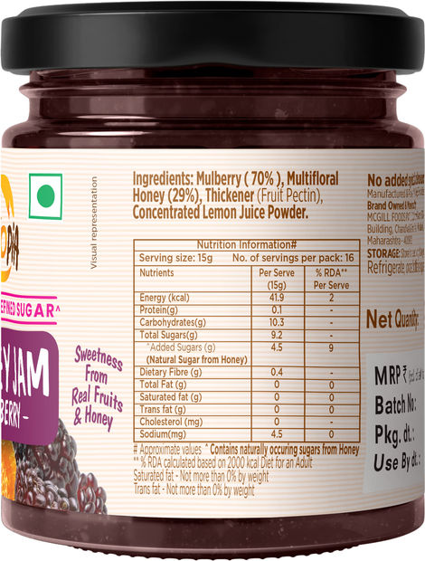 Eatopia Mulberry Fruit Honey Jam | No Added Sugar
