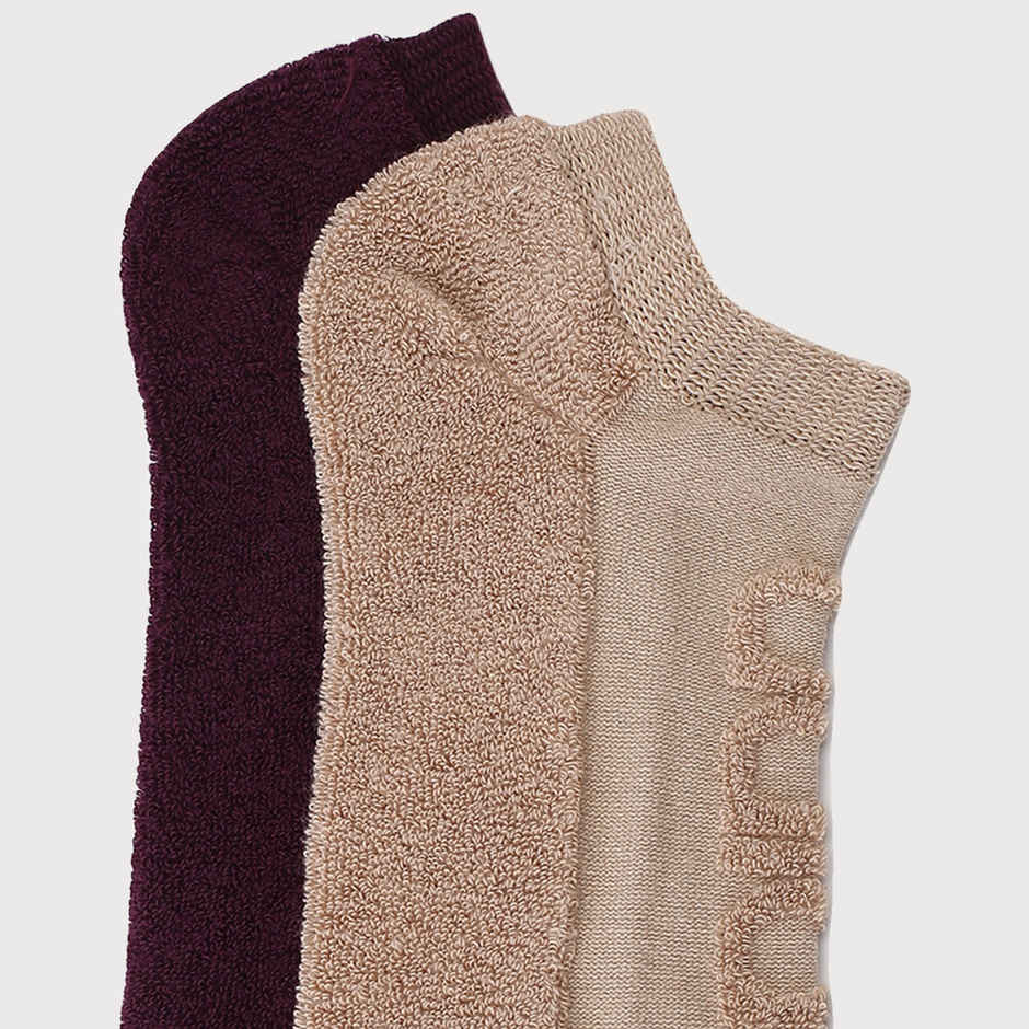 Adidas Unisex Reverse Select Terry Low Cut Shadow Socks | One Size | Maroon & Magic Beige