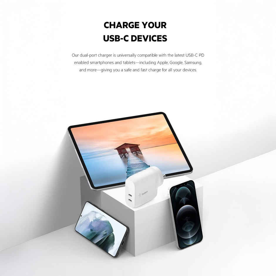 Belkin 40W Dual USB-C Wall Charger without Cable