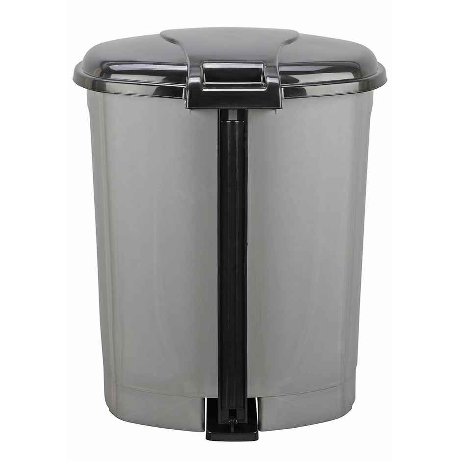 Kolorr Plastic Pedal Dustbin Go Clean/Medium Size Trash Can/ Silver (30 Litres)