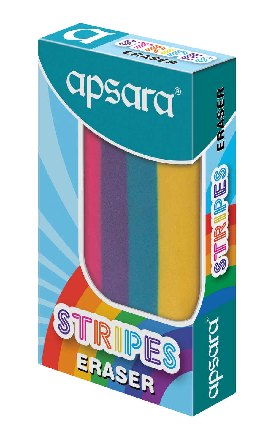 Apsara Stripes Coloured Non Dust Eraser | Multi-Coloured Fluorescent Eraser | Soft & Smooth Erasing