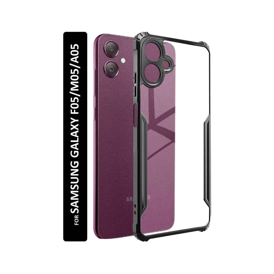 Kwine Case Samsung Galaxy F05 / M05 / A05 Back Cover - Black Bordered Transparent Case