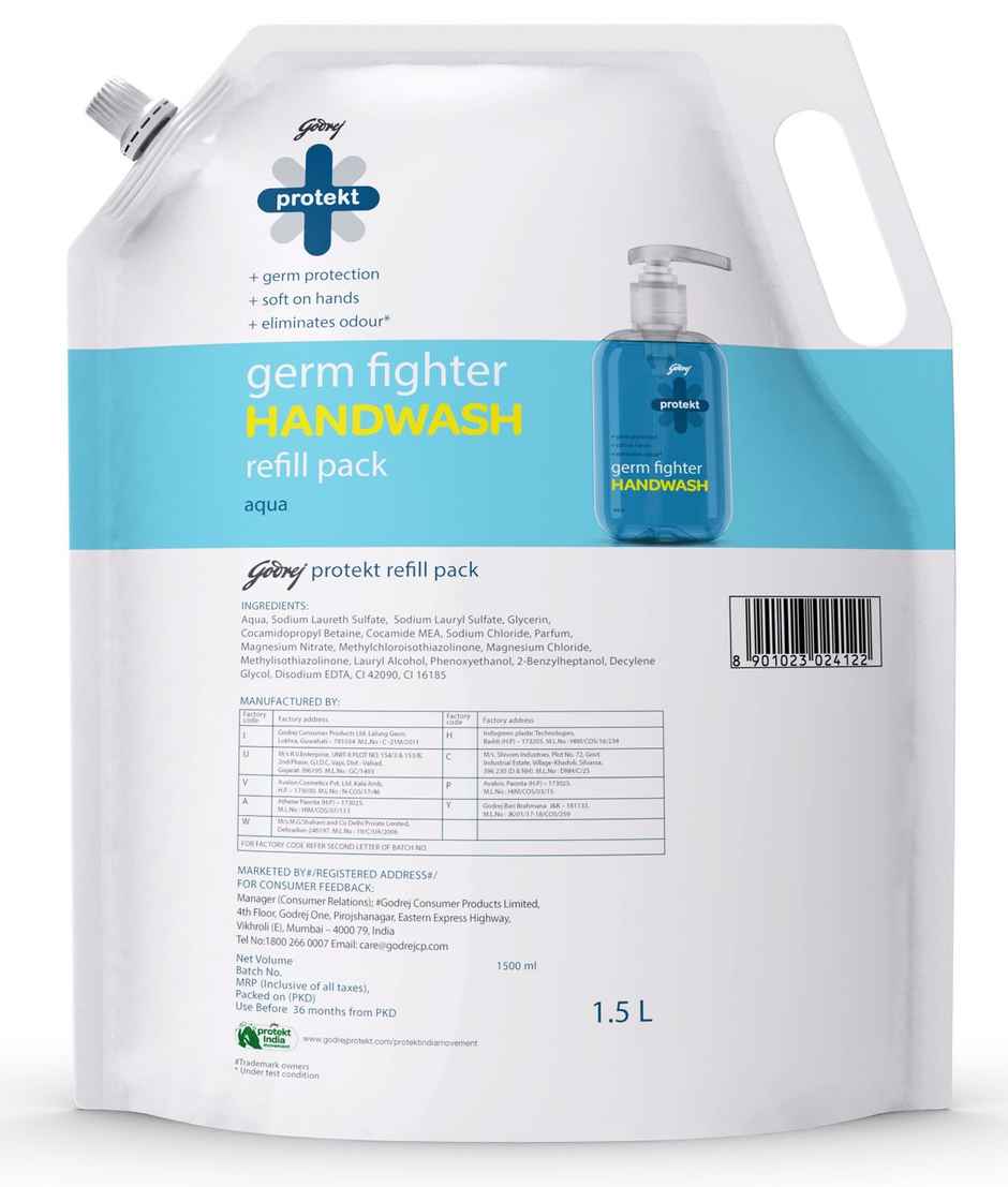 Godrej Protekt Germ Fighter Handwash Refill Pack - Aqua