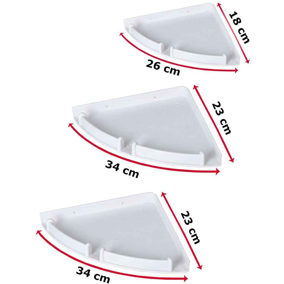 Daluci Unbreakable Wall Mount Corner Shelf For Bathroom | 3 Shelves | White