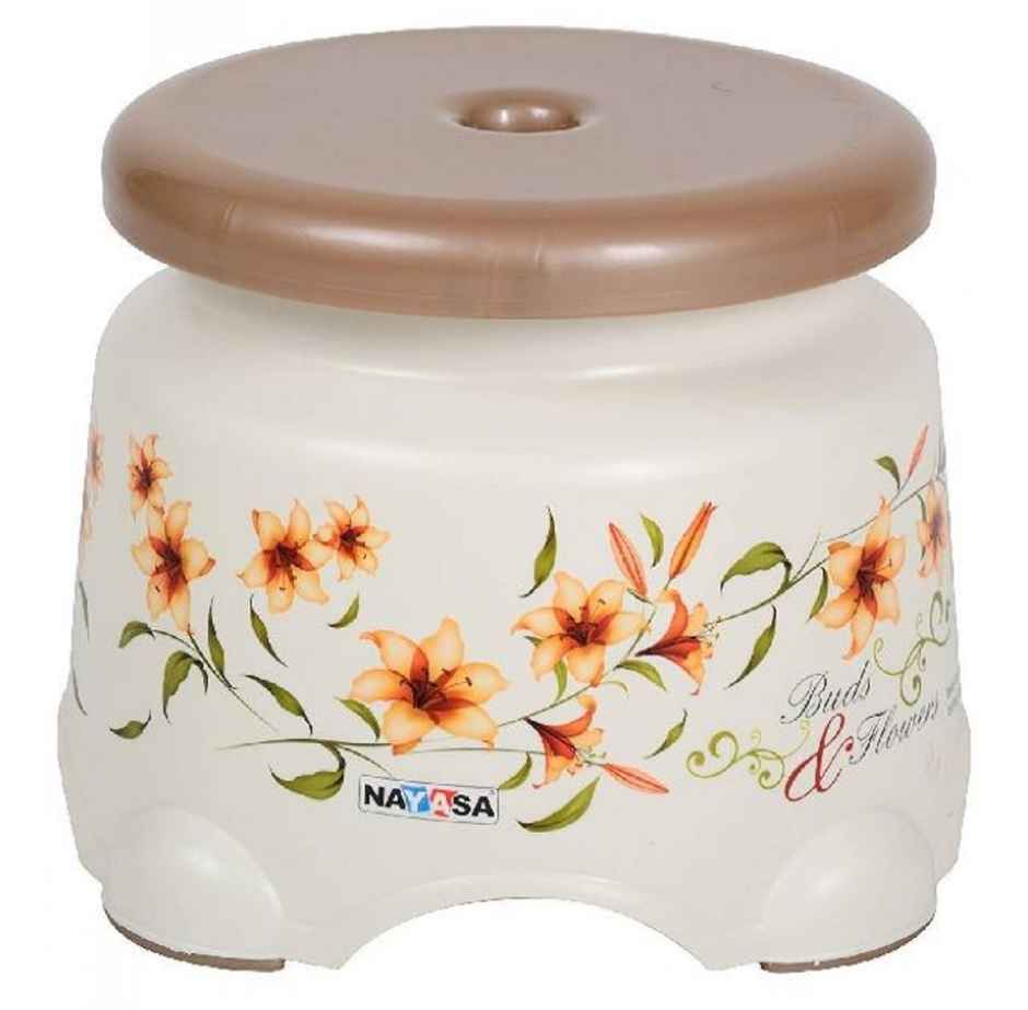 Nayasa Stool 509 Deluxe Plastic Bathroom Stool Multipurpose Durable Utility Stool for Home | Brown