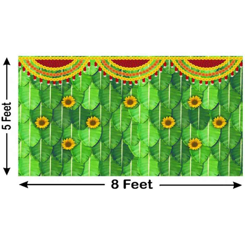 Gullak Festive Backdrop | 5 x 8 ft - Banana Leaves
