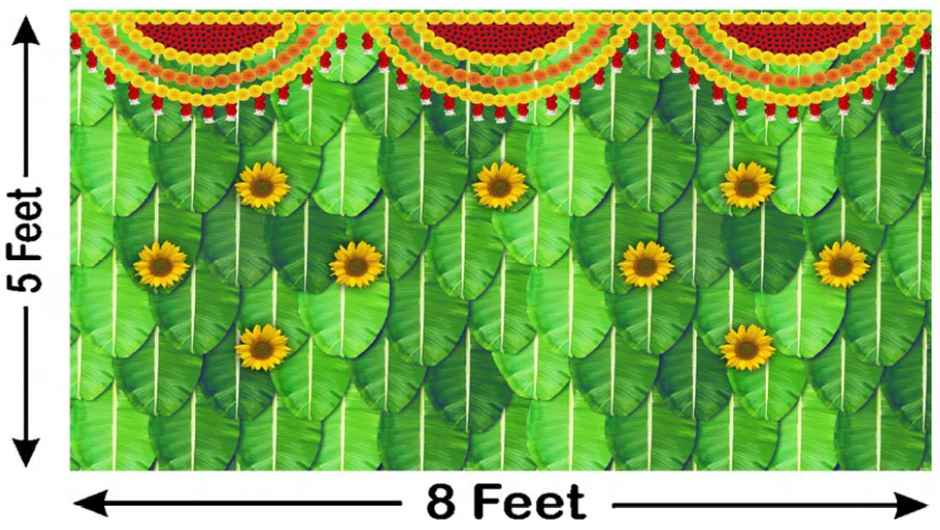 Gullak Festive Backdrop | 5 x 8 ft - Banana Leaves