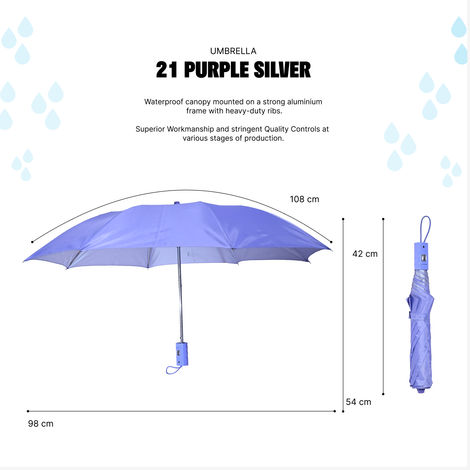 Citizen 2 Fold 21 Inch Purple Mono Silver Umbrella