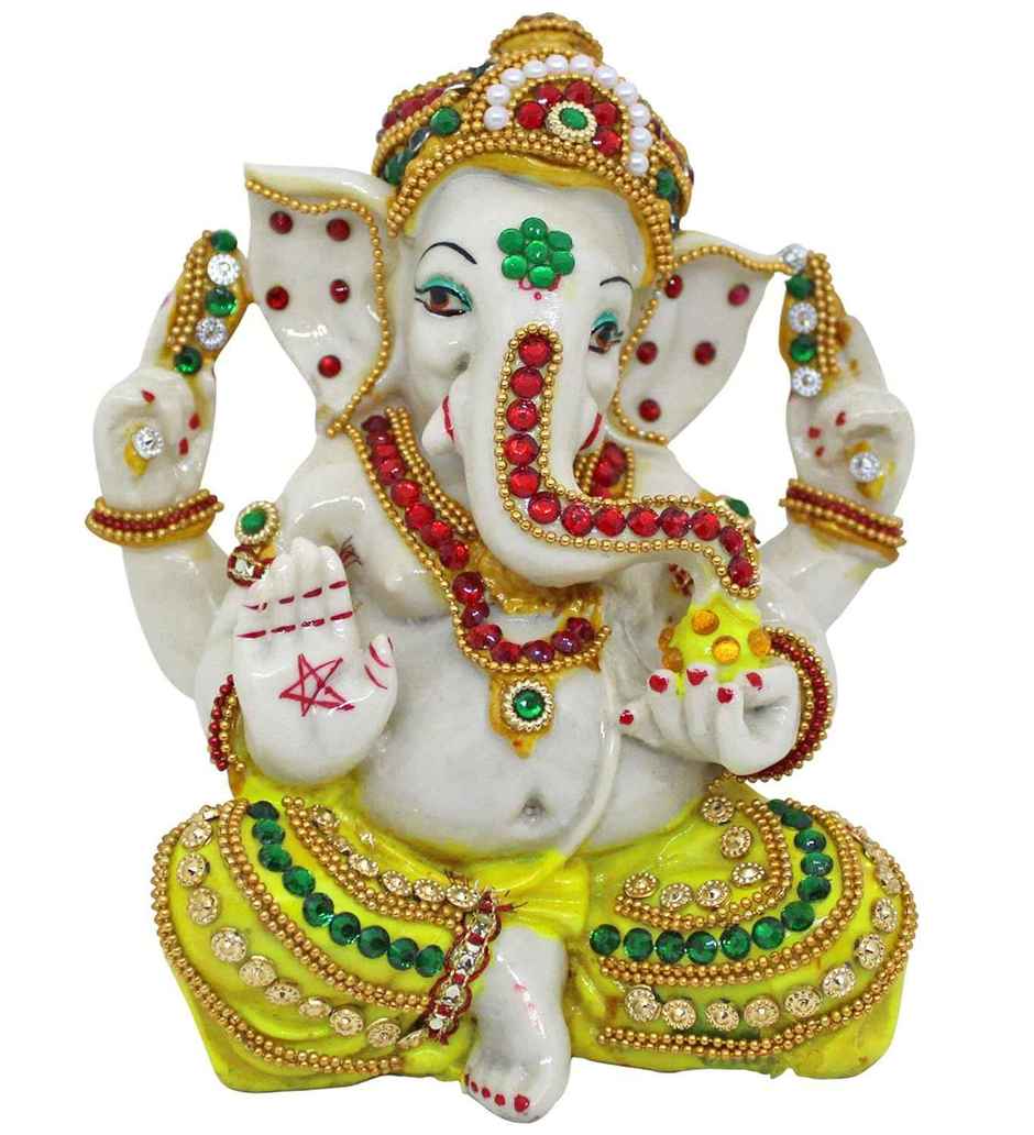 Tied Ribbons Ganesh Idol Statue Showpiece (15 Cm)