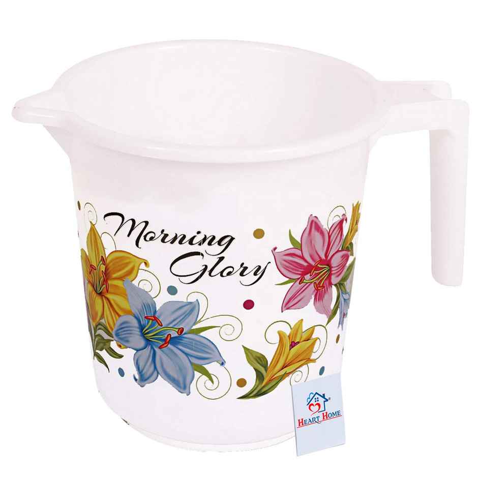 Kuber Industries Floral Print Unbreakable Strong Plastic Bathroom Mug | 500 ml (White)