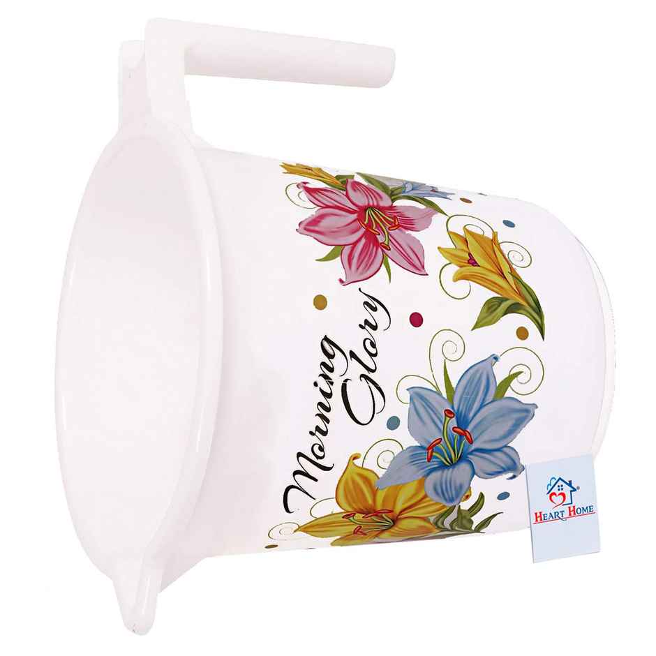 Kuber Industries Floral Print Unbreakable Strong Plastic Bathroom Mug | 500 ml (White)