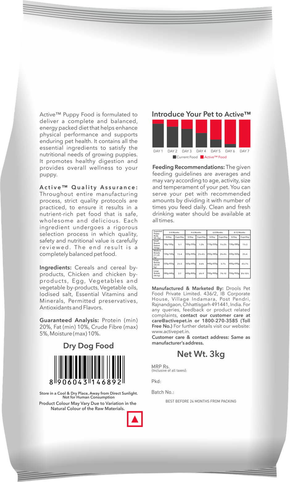 Active Puppy Chicken And Vegetables Dry Dog Food