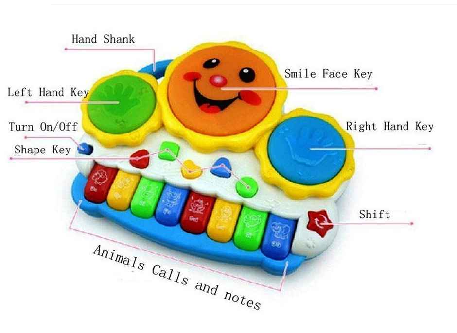 Toyshine Drum Keyboard Musical Toys With Flashing Lights - Multicolor