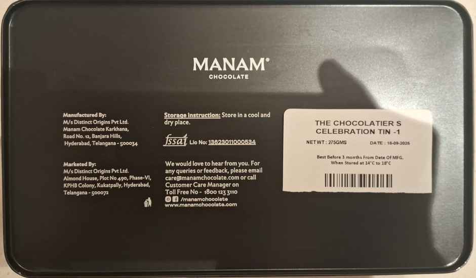 Manam Chocolate The Chocolatier's Celebration Tin