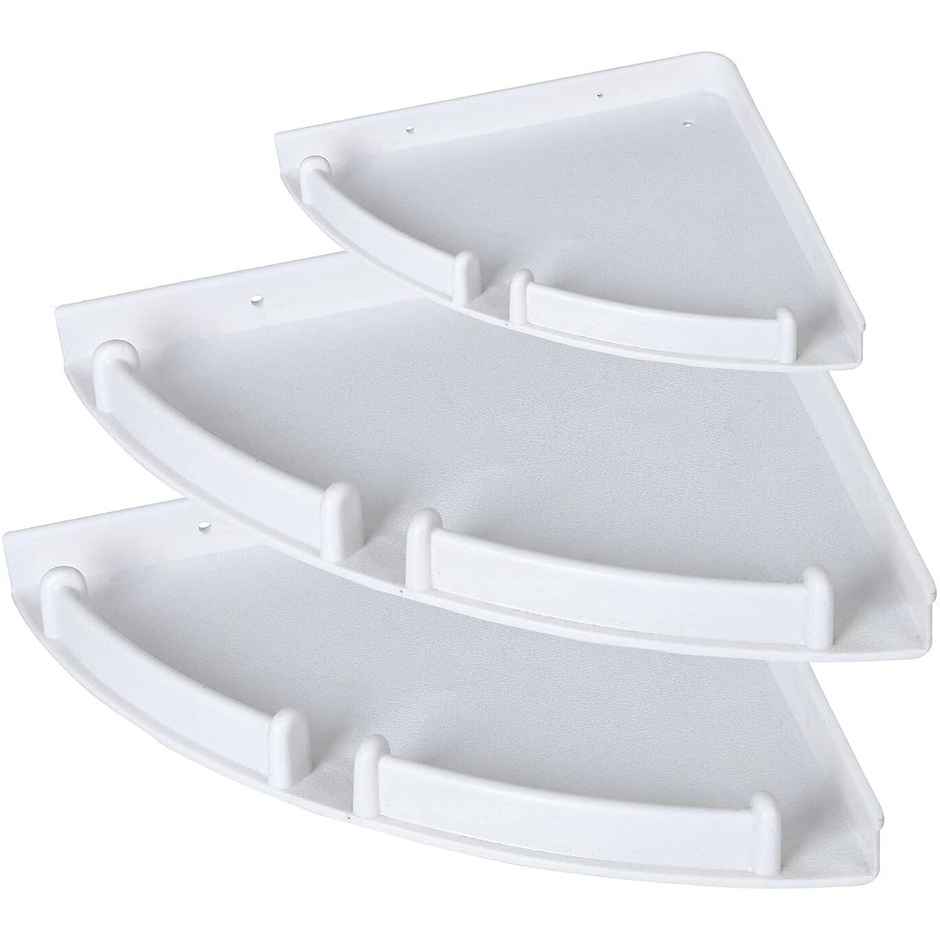 Daluci Unbreakable Wall Mount Corner Shelf For Bathroom | 3 Shelves | White
