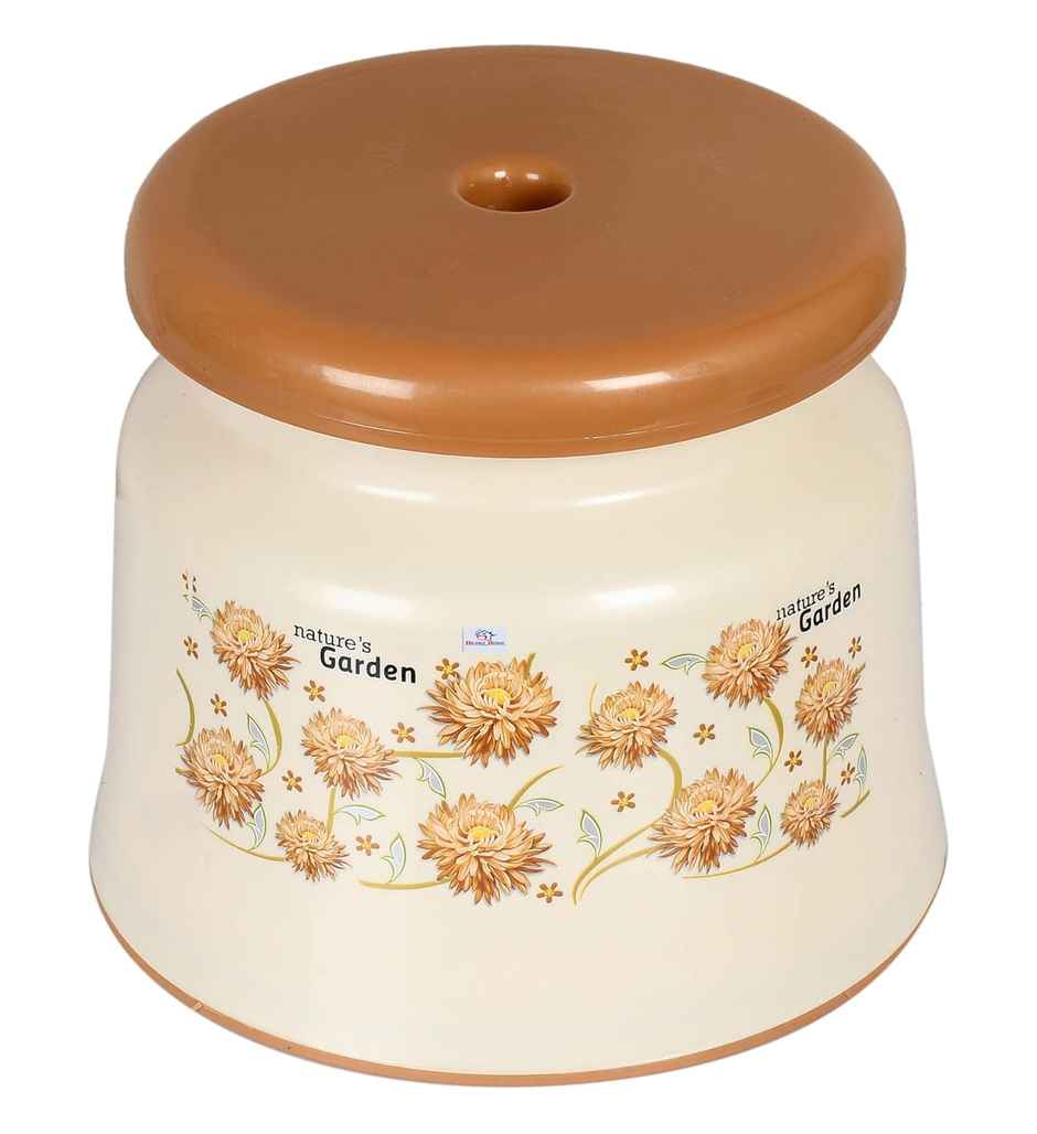 Kuber Industries Plastic Anti-Slip Solid Surface Bathroom Stool | Cream