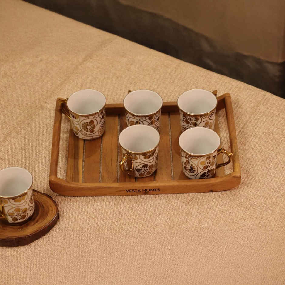 Vesta Homes Acacia Wood Medium Serving Tray For Home, Kitchen, Restaurant, Office | 32 x 22 x 4.5 Cm