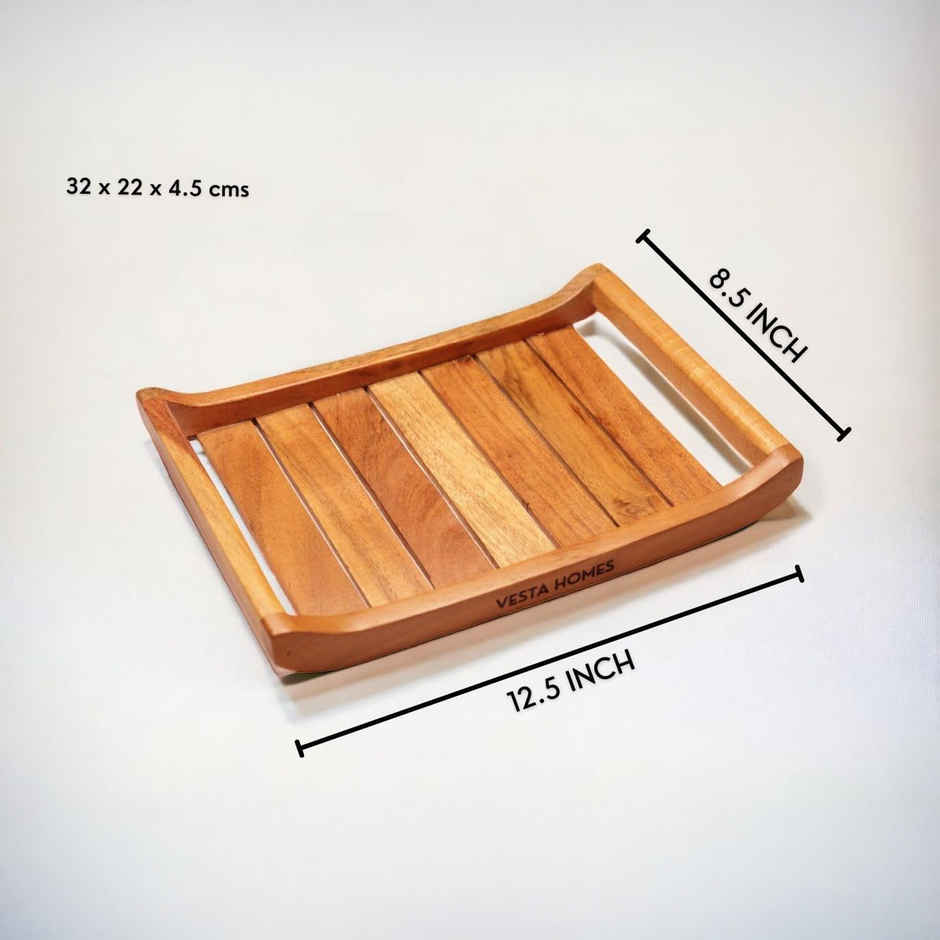 Vesta Homes Acacia Wood Medium Serving Tray For Home, Kitchen, Restaurant, Office | 32 x 22 x 4.5 Cm