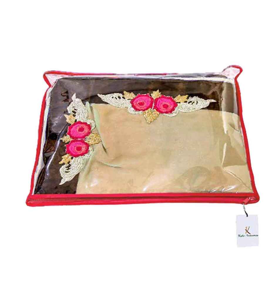Kuber Industries Clothes Organizer (Pack of 24) | Single Saree Cover with Zip | Red