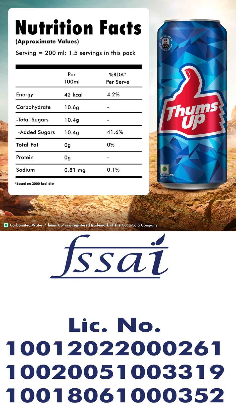 Thums Up Soft Drink Can | Carbonated Beverage Combo