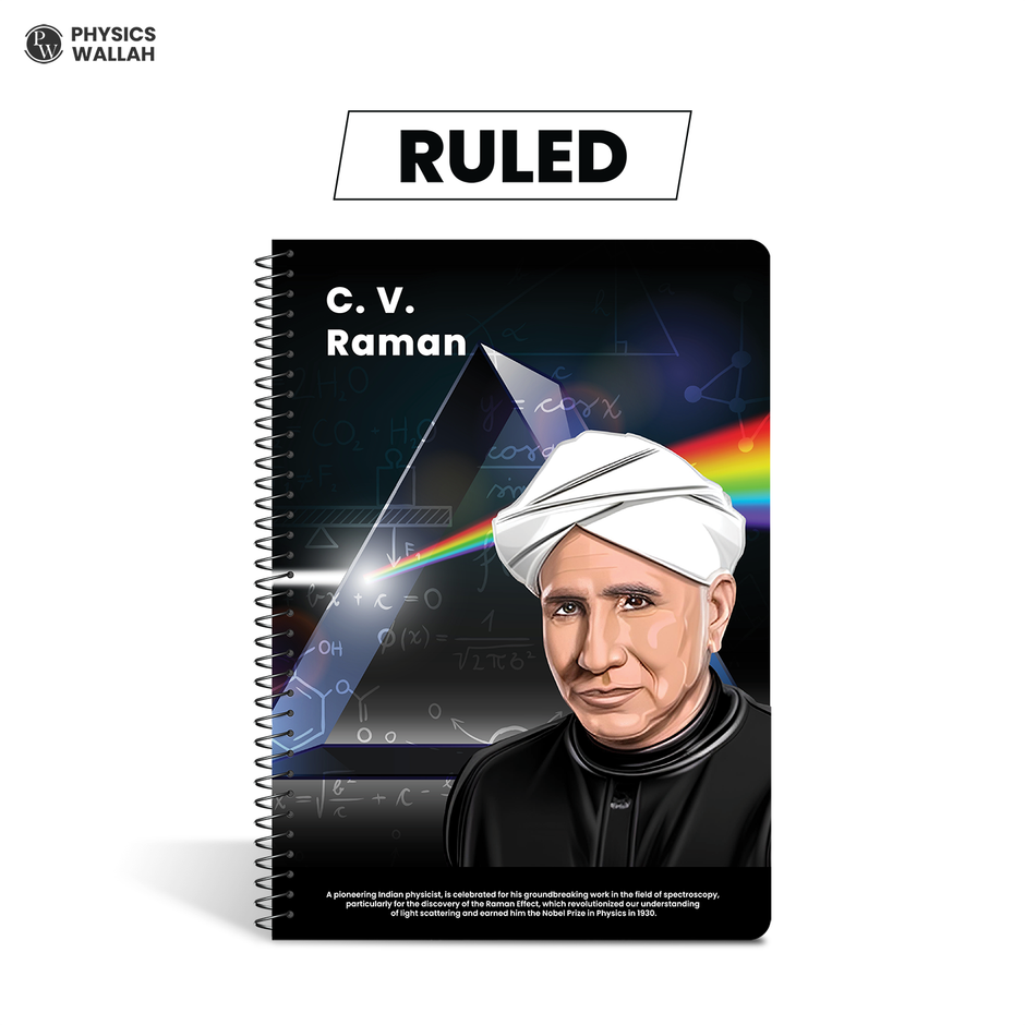 Physics Wallah Practice Spiral Bound Ruled Notebook 280 Pages, 25 x 24 cm, C.V. Raman