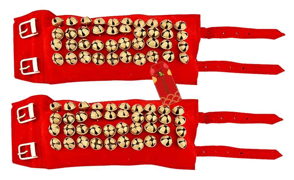 Uapan Brass Ghungroo Velvet Pad With Strip 4 Line Pair, 40+41