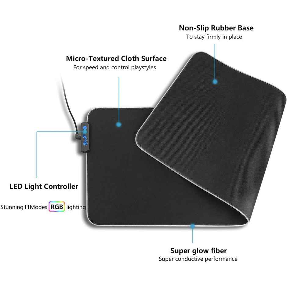 Hashwow Rgb Gaming Mouse Pad With 14 Led Modes,Non-Slip Rubber Base For Gaming Keyboard And Mouse