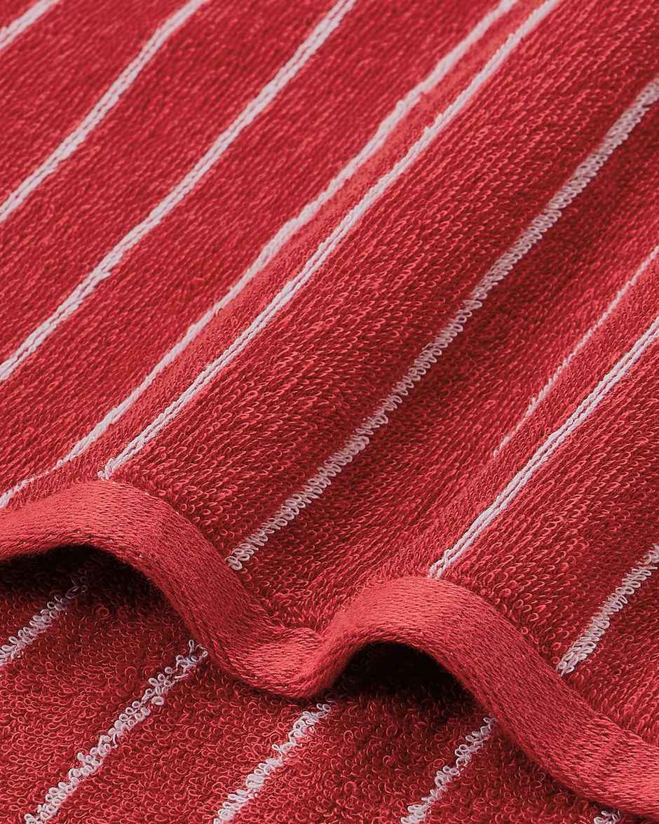 Himeya Pin Stripe 350 GSM Cotton Bath Towel | Fire Red