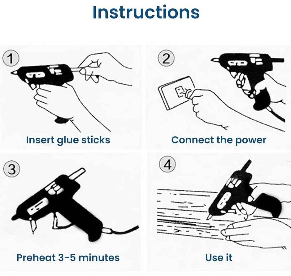 Chrome 60 Watts Hot Melt Glue Gun With On-Off Switch - Assorted