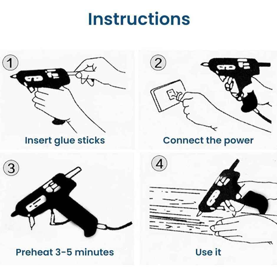 Chrome 60 Watts Hot Melt Glue Gun With On-Off Switch - Assorted